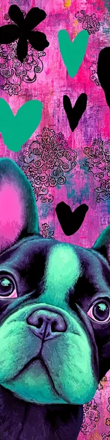 Free printable dog bookmark featuring hot pink with boston terrier